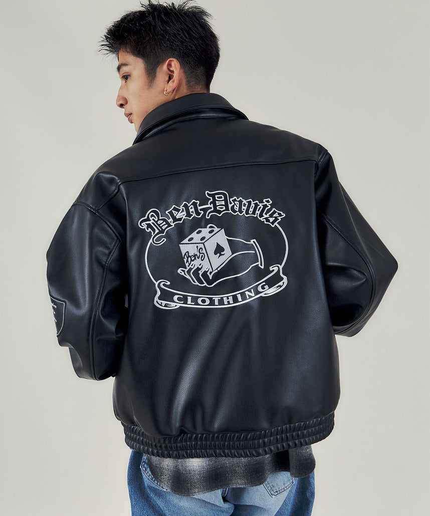 BEN DAVIS(ベンデイビス)】BD FAUX LEATHER JACKET / レザー ワッペン