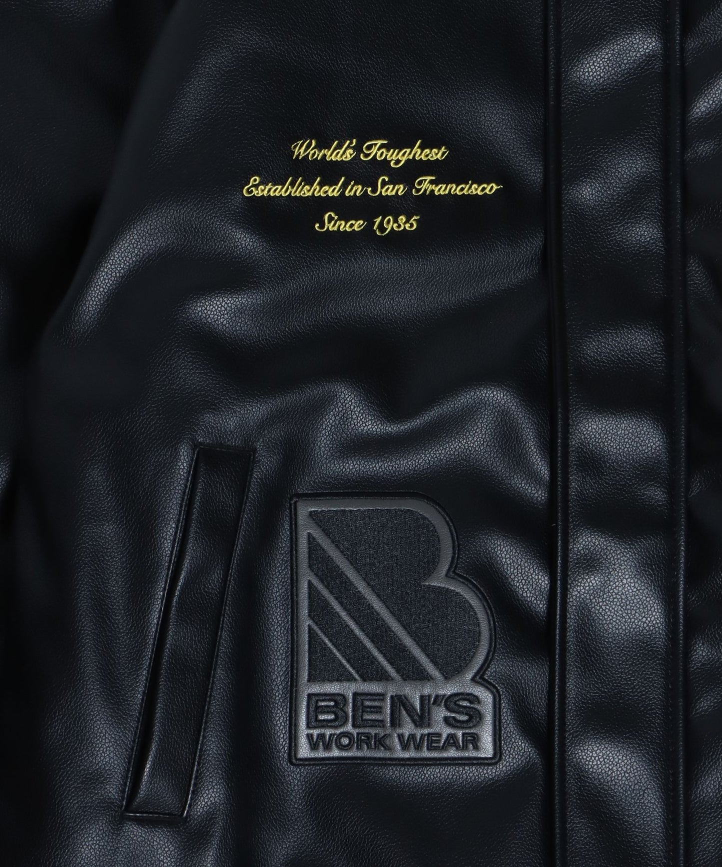 【BEN DAVIS(ベンデイビス)】 BD FAUX LEATHER JACKET / レザー ワッペン ジャケット ダイス ブルゾン 柄80