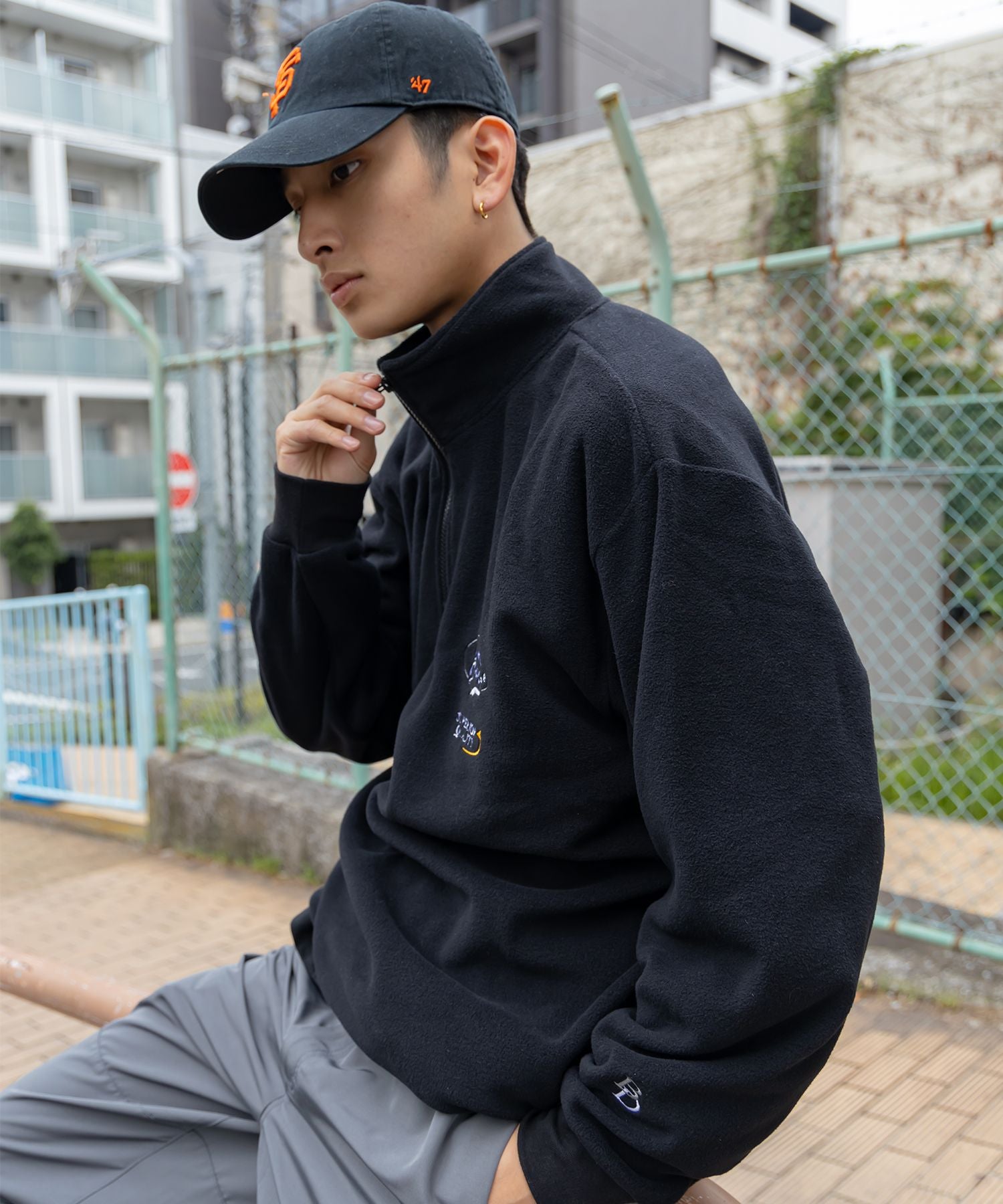 BEN DAVIS(ベンデイビス)】 FLEECE HALF ZIP / ハーフジップ 刺繍 ロゴ