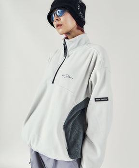 MID LAYER FLEECE H/Z TOP / ハーフジップ 刺繍 ロゴ ビッグ ブランドロゴ ワッペン フリース オフホワイト