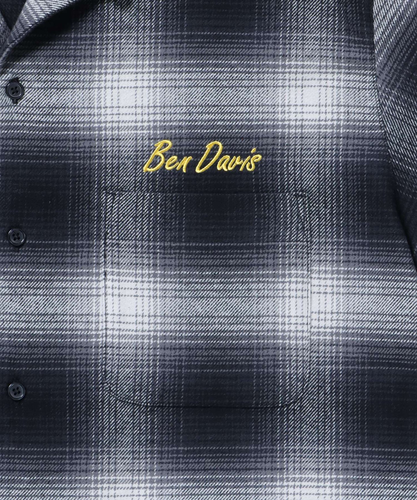 【BEN DAVIS(ベンデイビス)】 STICHED PLAID SHIRT / チェック 古着 刺繍 シャツ 長袖 ブラック