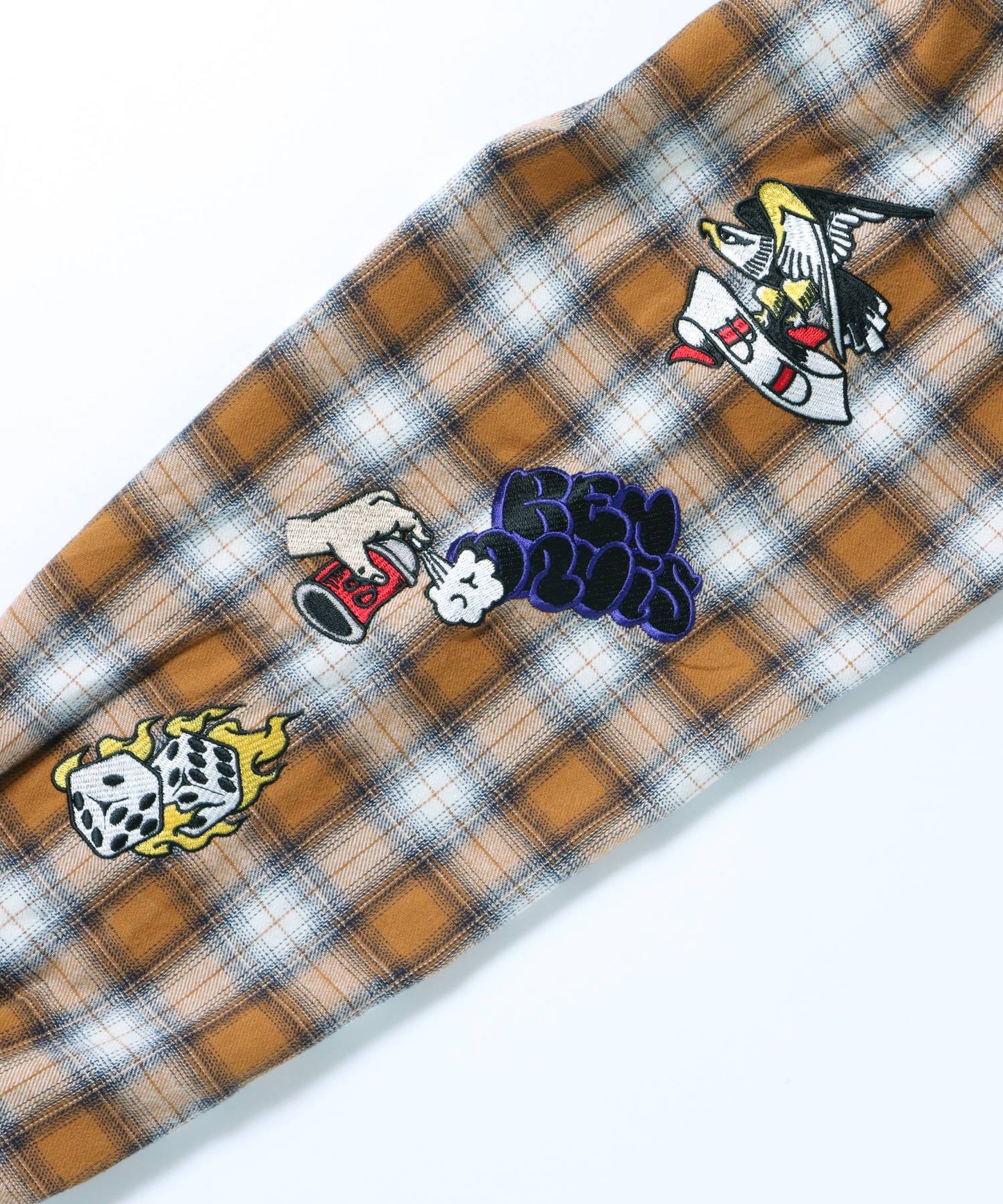 【BEN DAVIS(ベンデイビス)】 STICHED PLAID SHIRT / チェック 古着 刺繍 シャツ 長袖 イエロー
