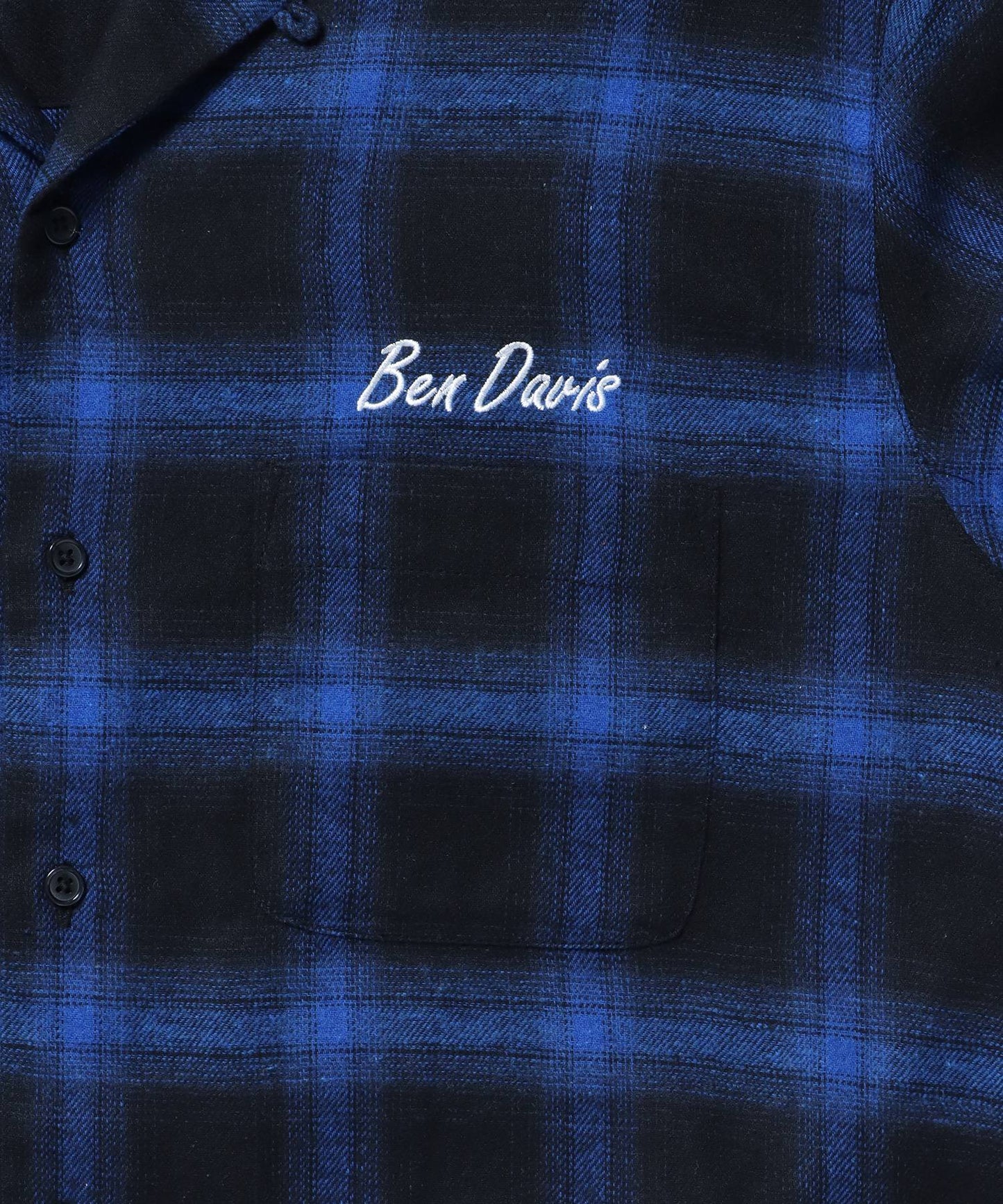 【BEN DAVIS(ベンデイビス)】 STICHED PLAID SHIRT / チェック 古着 刺繍 シャツ 長袖 ブルー