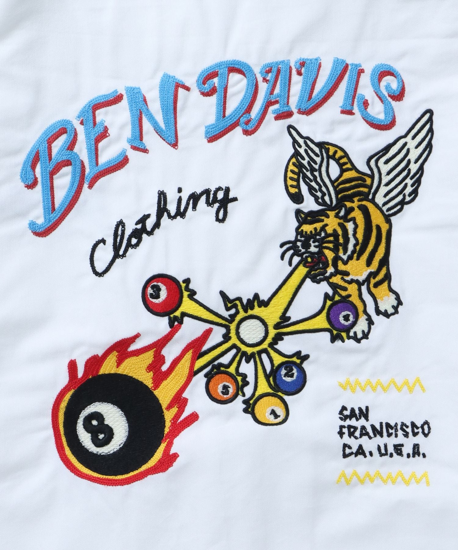 BEN DAVIS(ベンデイビス)】BREAKSHOT EMB SHIRT チェック 古着 刺繍 オープンカラーシャツ ビリヤード オフホワイト  – NAVAL Online Store