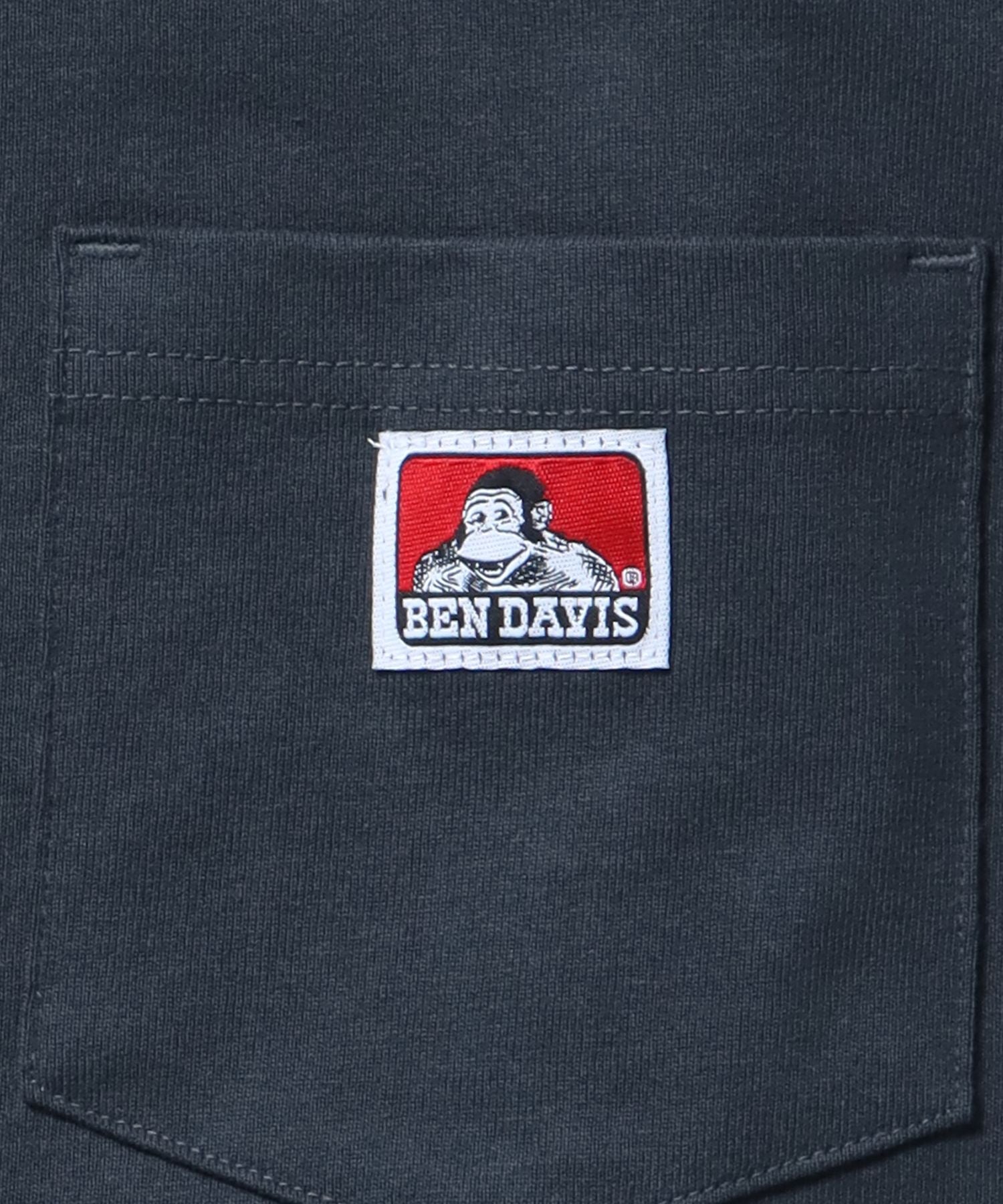 【BEN DAVIS(ベンデイビス)】LONG SLEEVE POCKET TEE(REGULAR) / ピスネーム ポケット ロンT ワンポイント 長袖 Tシャツ チャコール