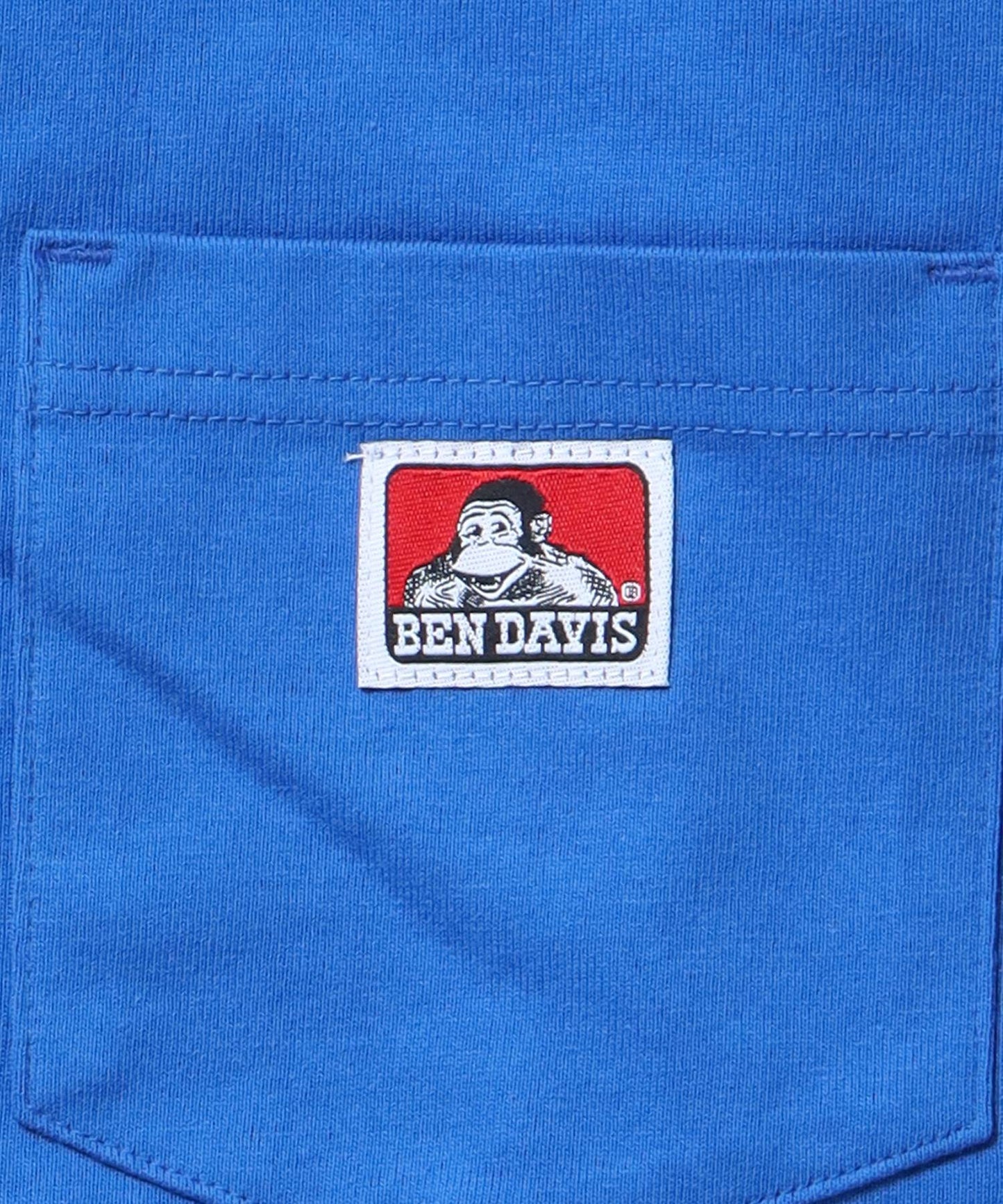 【BEN DAVIS(ベンデイビス)】LONG SLEEVE POCKET TEE(REGULAR) / ピスネーム ポケット ロンT ワンポイント 長袖 Tシャツ ブルー