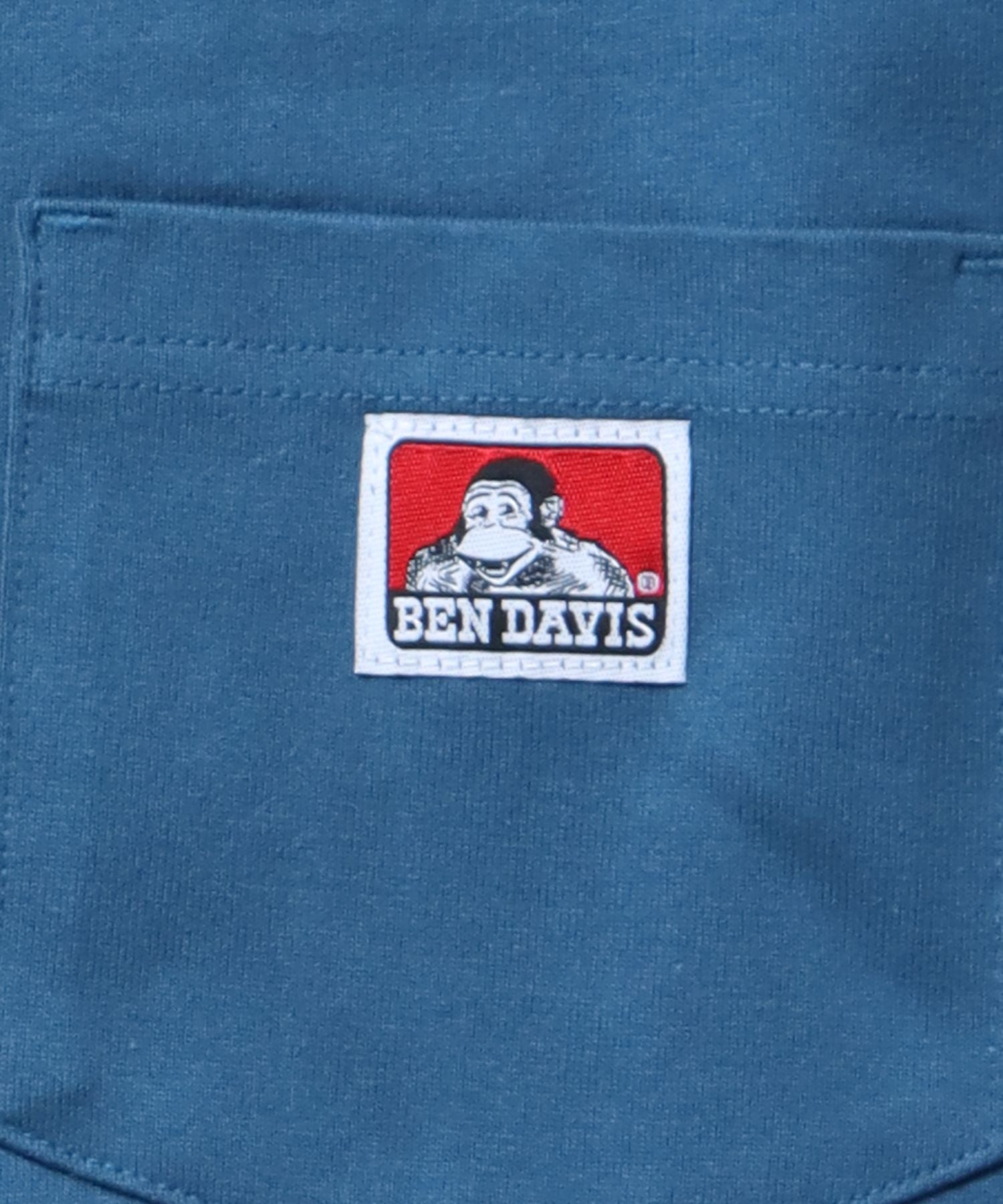 【BEN DAVIS(ベンデイビス)】LONG SLEEVE POCKET TEE(REGULAR) / ピスネーム ポケット ロンT ワンポイント 長袖 Tシャツ ディープブルー