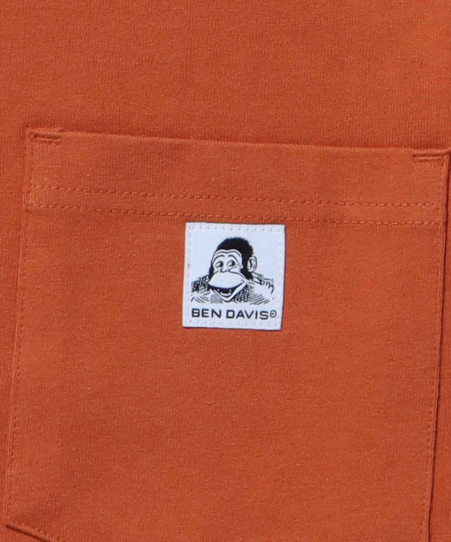【BEN DAVIS(ベンデイビス)】 NEW L/S POCKET TEE (WIDE) / ピスネーム ポケット ロンT ワンポイント 長袖 ビッグ オレンジ