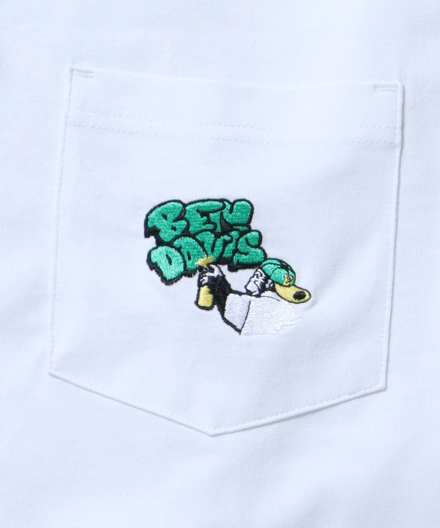【BEN DAVIS(ベンデイビス)】 SPRAY GORILLA L/S TEE(WIDE) / ロゴ バックプリント 刺繍　ワンポイント クルーネック ロンT ホワイト