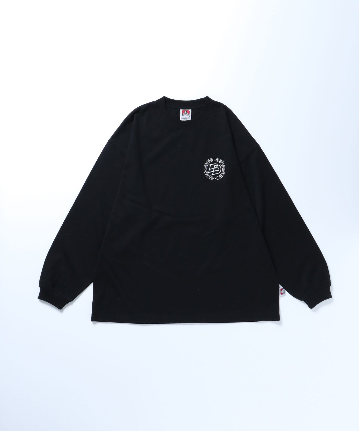 【BEN DAVIS(ベンデイビス)】ロゴ バックプリント 刺繍　ワンポイント クルーネック ロンT ブラック