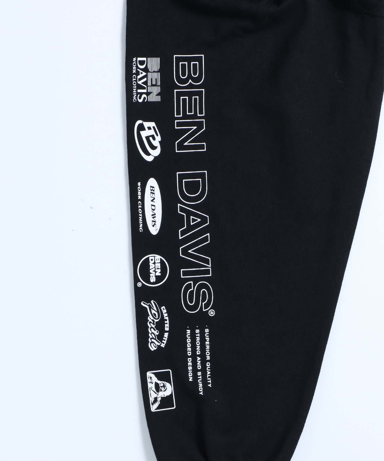 【BEN DAVIS(ベンデイビス)】MORE ICONS L/S TEE / ロゴ バックプリント 刺繍　ワンポイント クルーネック ロンT ブラック
