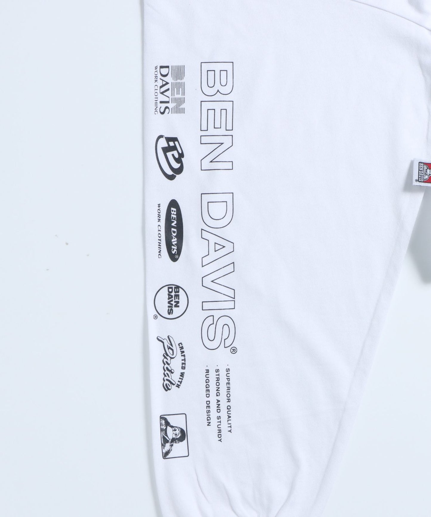 【BEN DAVIS(ベンデイビス)】MORE ICONS L/S TEE / ロゴ バックプリント 刺繍　ワンポイント クルーネック ロンT ホワイト