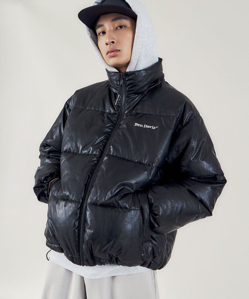 BEN DAVIS(ベンデイビス)】FAUX LEATHER PUFFER JACKET / ワンポイント