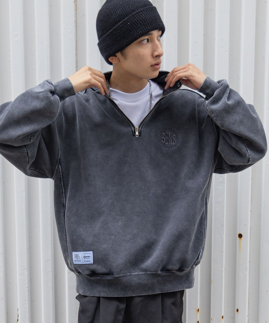 BEN DAVIS(ベンデイビス)】CIRCLE LOGO FADED HALF ZIP / 製品ブリーチ