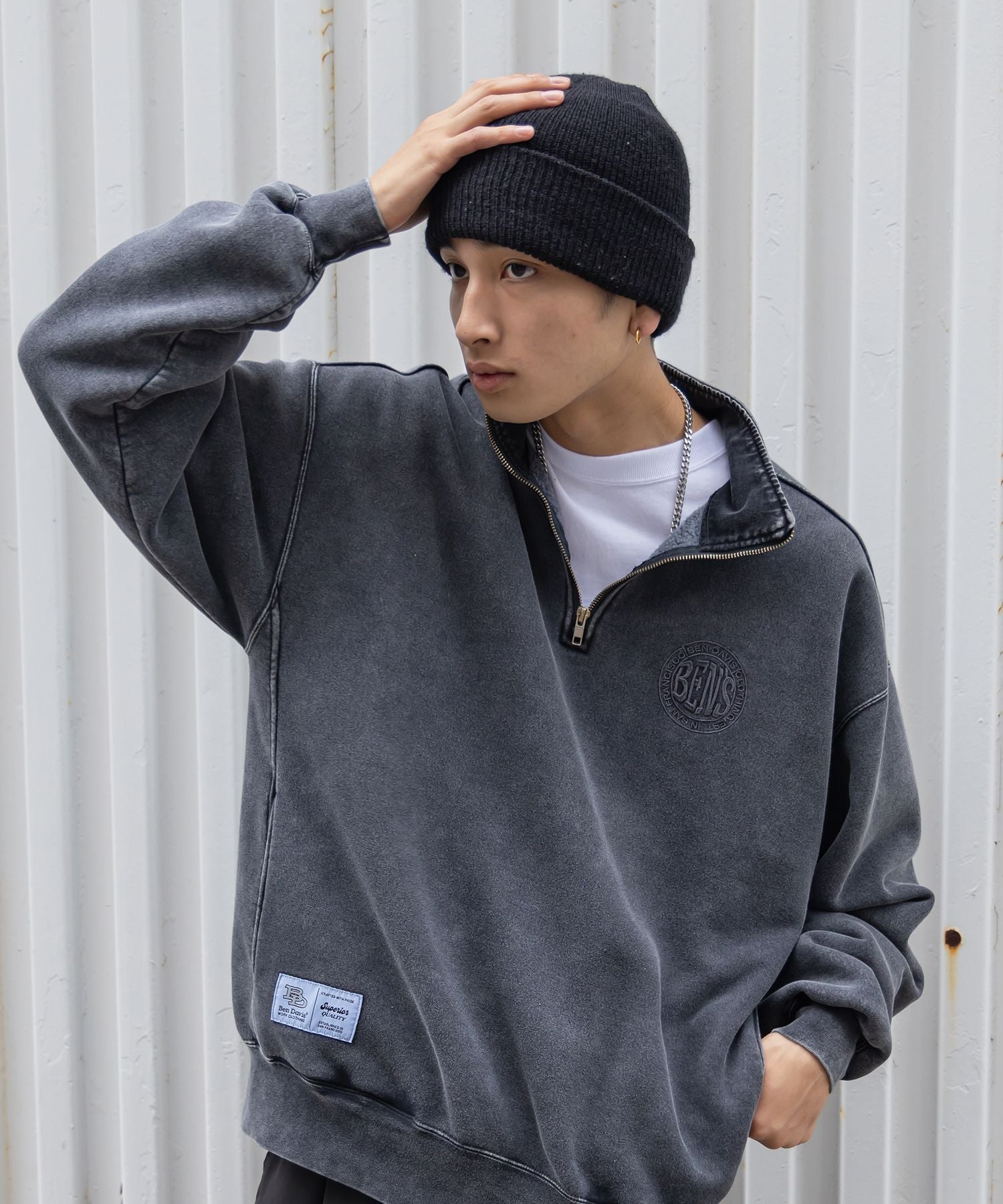 BEN DAVIS(ベンデイビス)】 CIRCLE LOGO FADED HALF ZIP / 製品