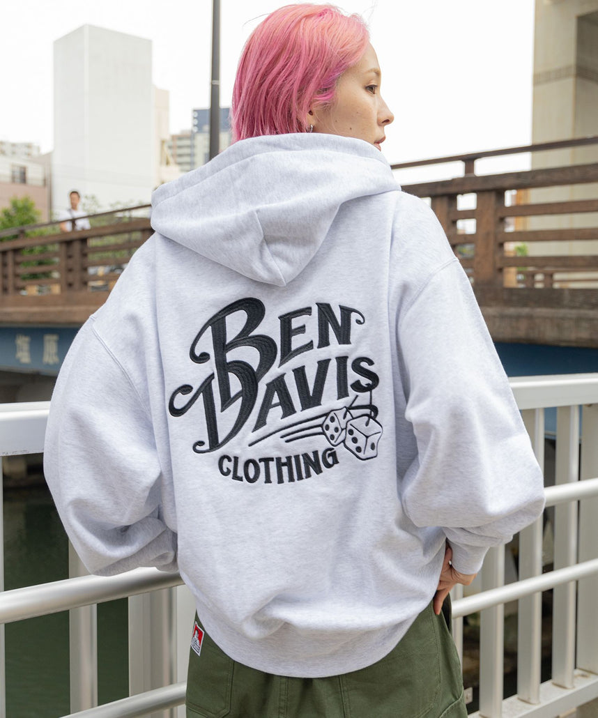 BEN DAVIS(ベンデイビス)】CLASSIC LOGO HALF ZIP HOODIE / 刺繍