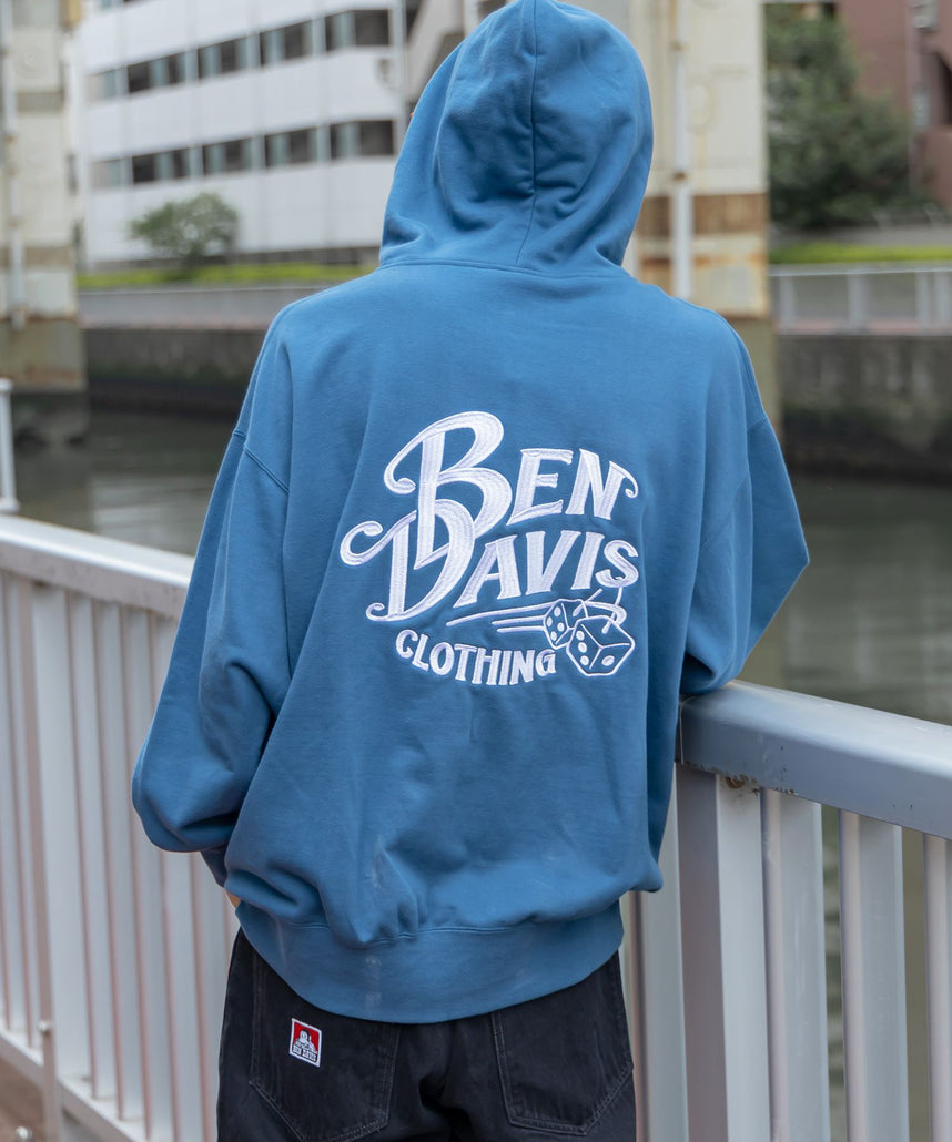 BEN DAVIS(ベンデイビス)】CLASSIC LOGO HALF ZIP HOODIE / 刺繍