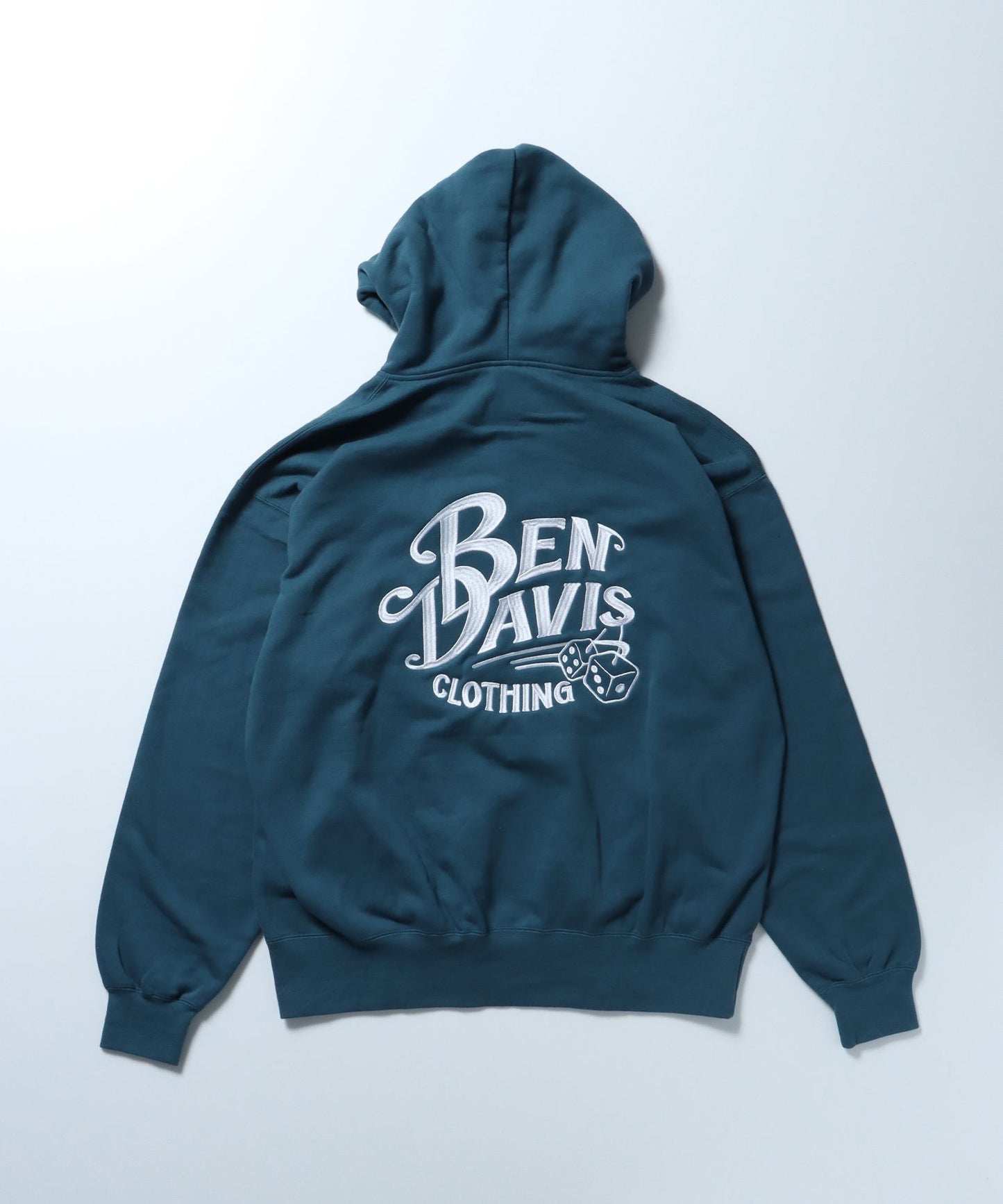 【BEN DAVIS(ベンデイビス)】刺繍 アメリカ ロゴ ハーフジップ スウェット パーカー フーディー ブルー