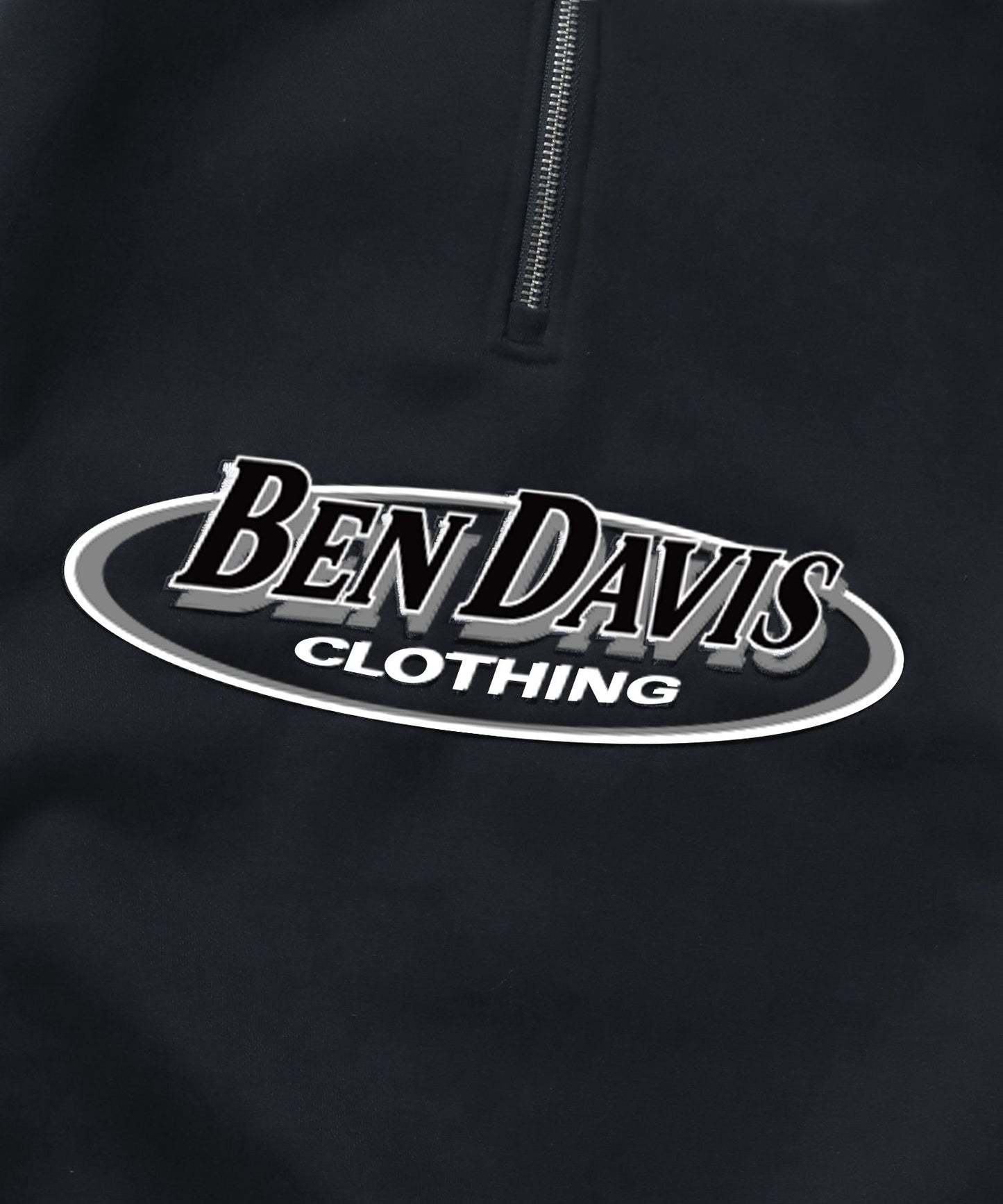 【BEN DAVIS(ベンデイビス)】 LINE DESIGN H/Z SWEAT TOP / ロゴ ビッグ ハーフジップ スウェット 配色 ブラック