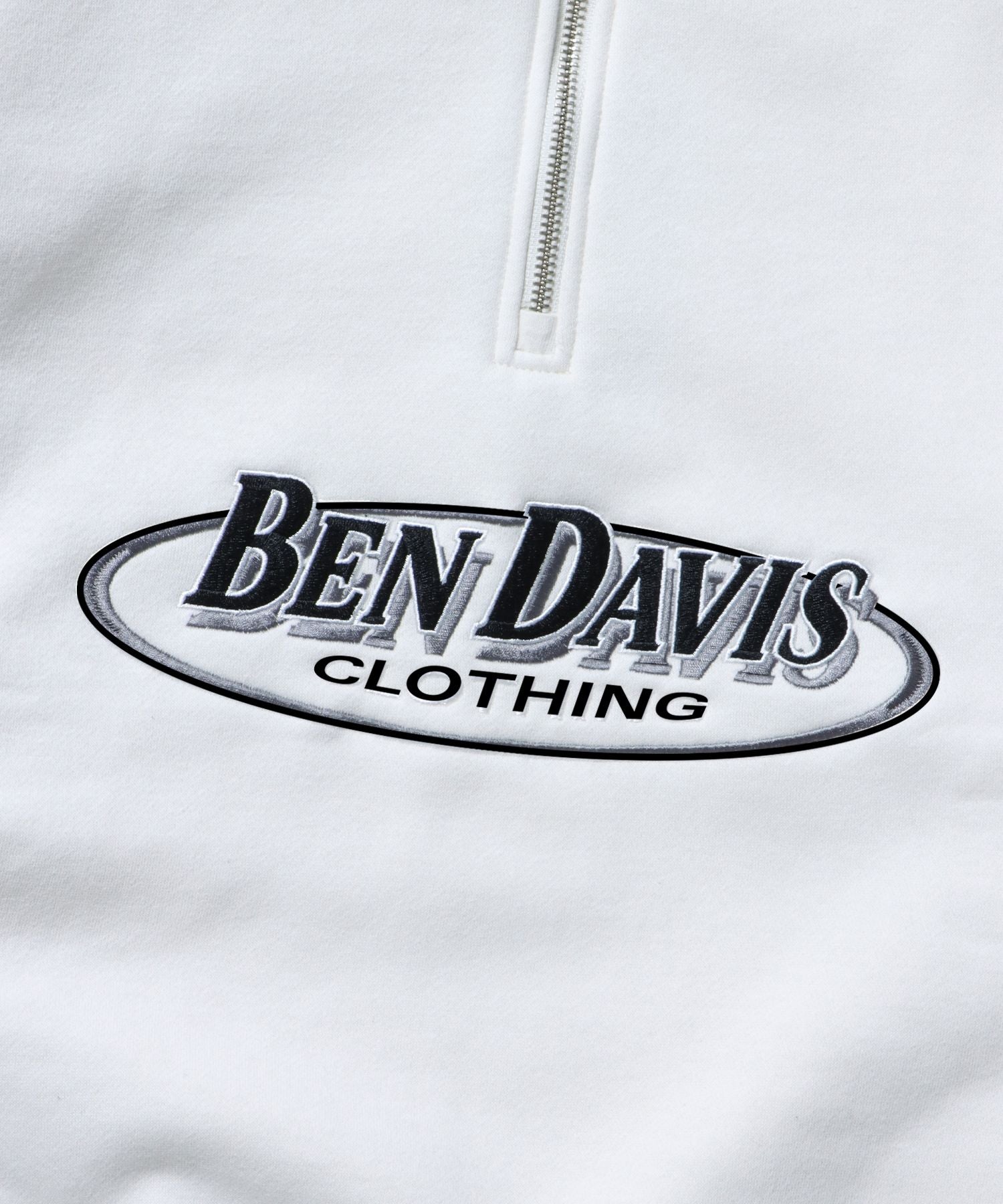 【BEN DAVIS(ベンデイビス)】 LINE DESIGN H/Z SWEAT TOP / ロゴ ビッグ ハーフジップ スウェット 配色 ライトグレー