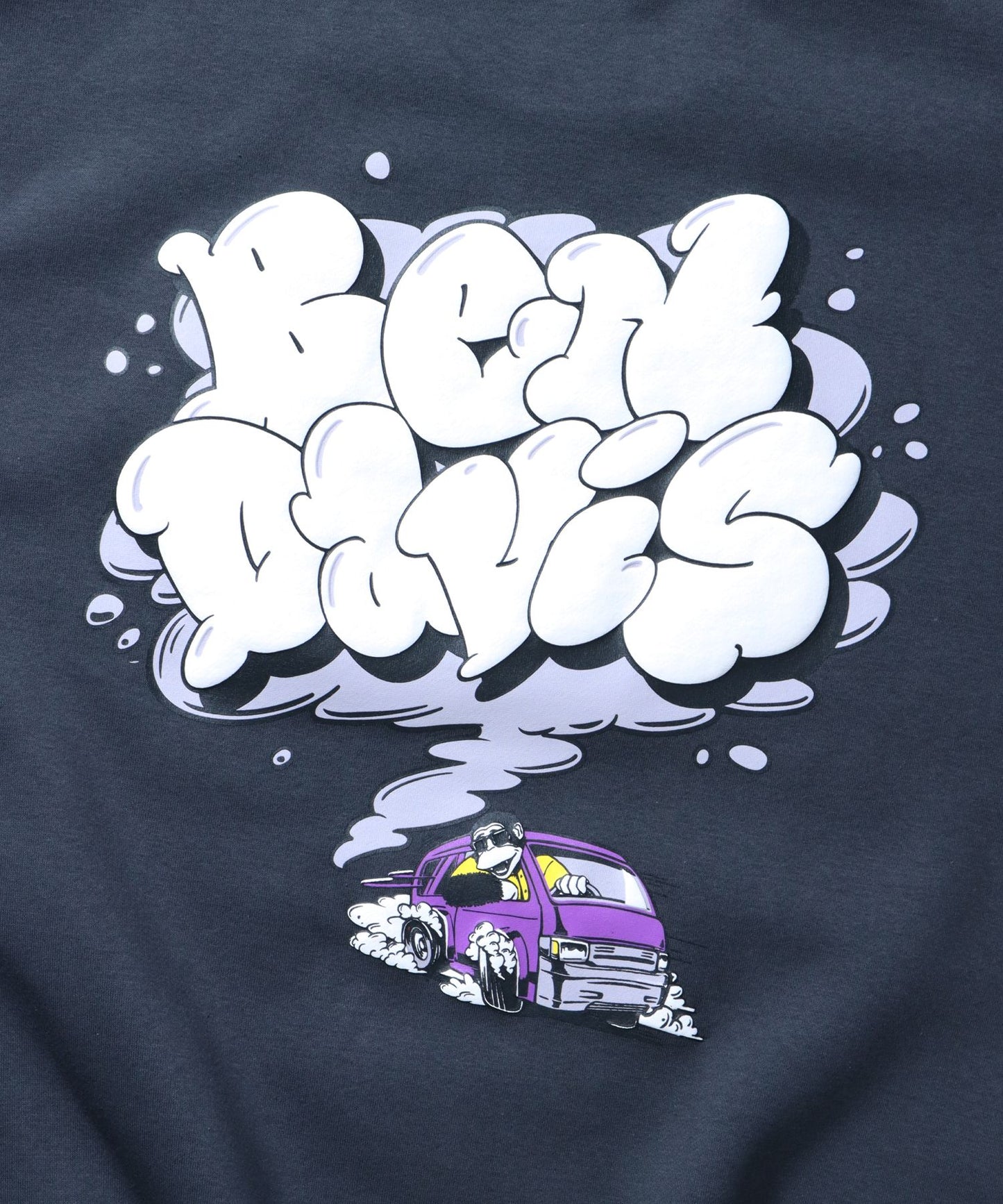 【BEN DAVIS(ベンデイビス)】 SMOKE LOGO CREW / スモーキング プリント スウェット 発泡プリント クルーネック バブル チャコール