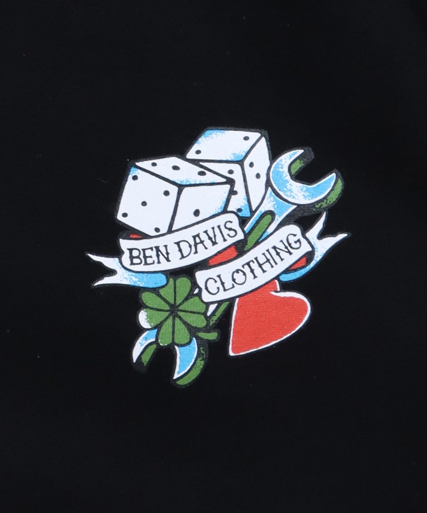 【BEN DAVIS(ベンデイビス)】 OLDIES INKED HOODIE / クラシック タトゥー アメリカン ダイス パーカー ブラック