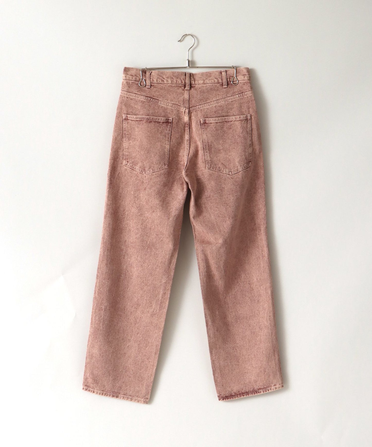 【FFEIN(フェイン)】 ケミカルウォッシュタックデニムパンツ ピンク