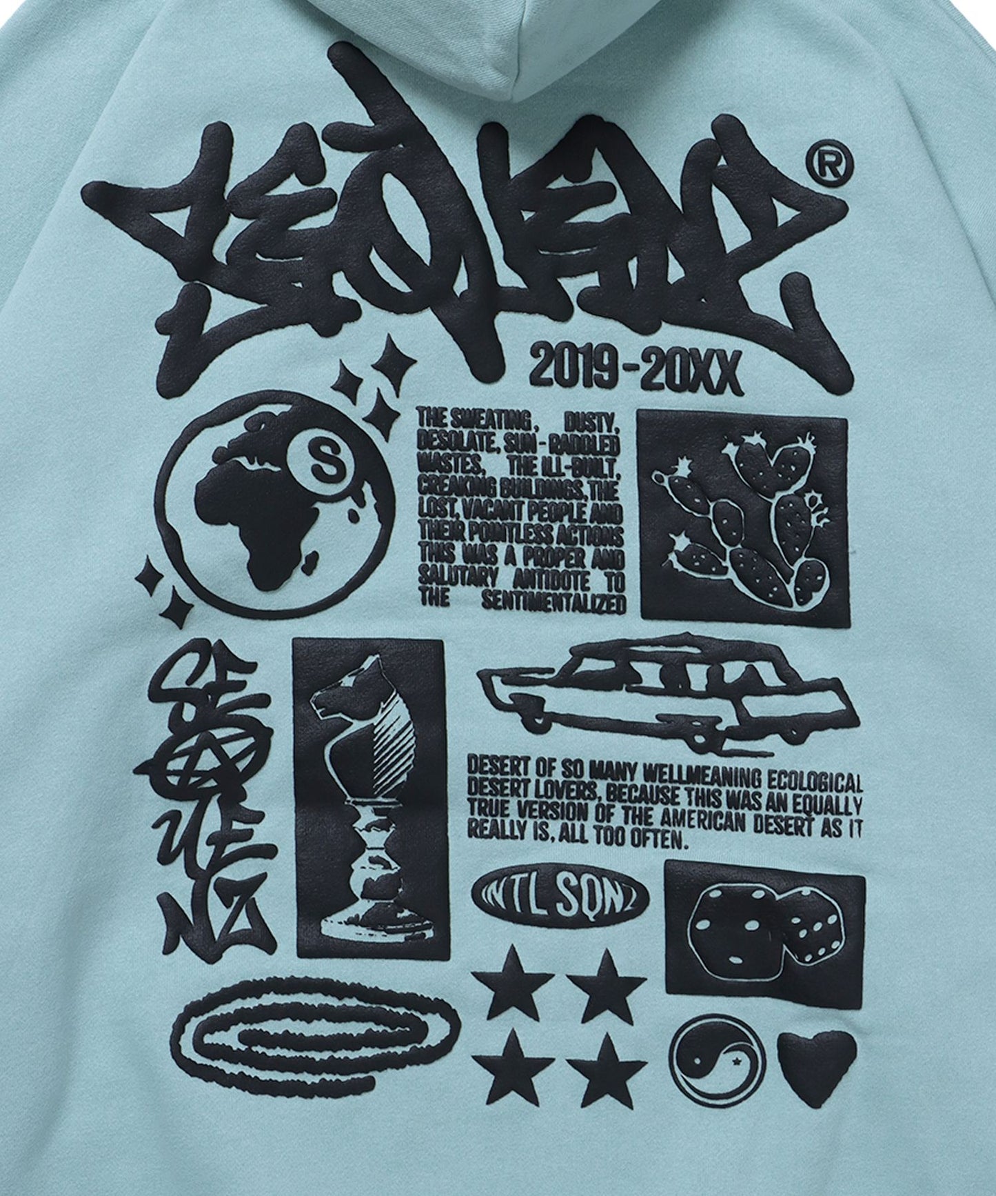 【SEQUENZ】 NAVAL EXCLUSIVE COLLAGE P/K / パーカー ストリート ワンポイント グラフィック ミント