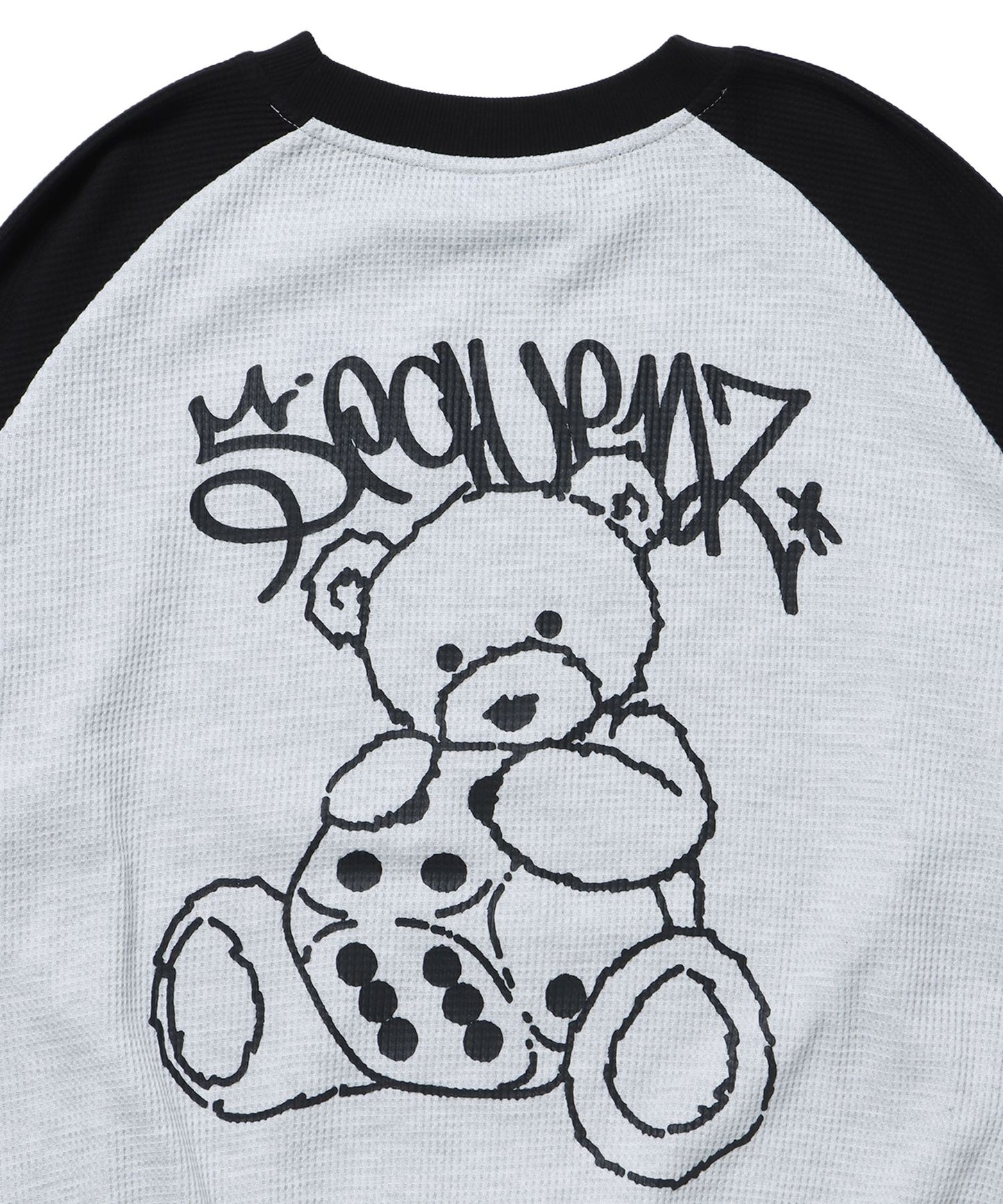 【SEQUENZ】 DICE BEAR RAGLAN C/N THERMAL / 配色 ラグラン ダイス オーバーサイズ アイボリー