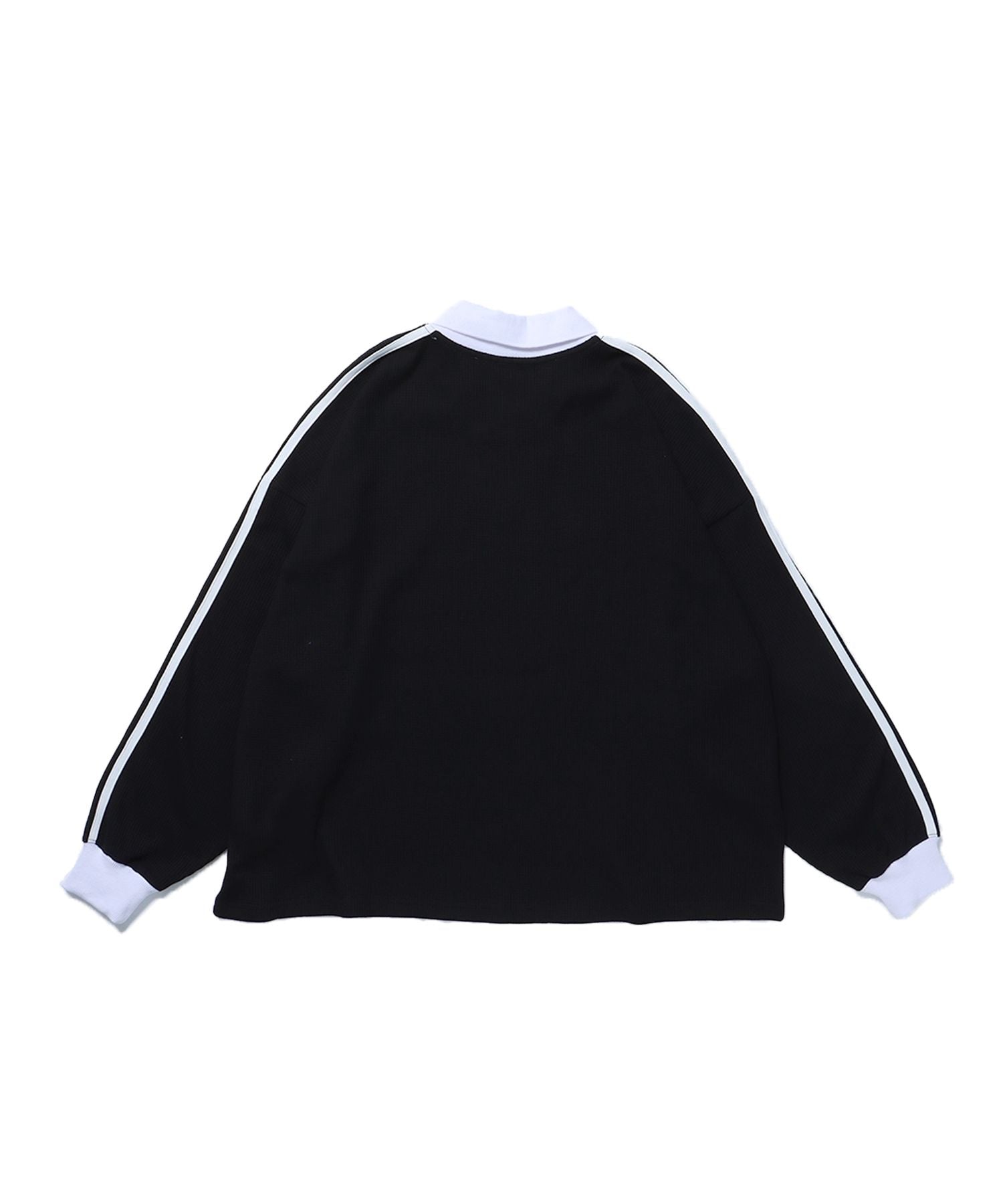【SEQUENZ】 配色 オーバーサイズ ゲームシャツ サイドライン ブラック