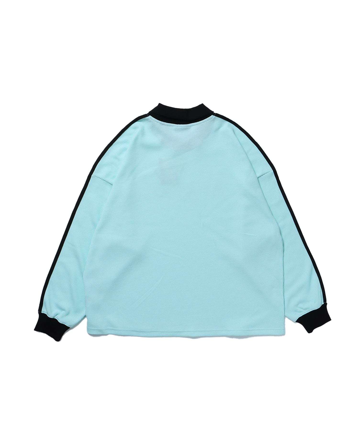 【SEQUENZ】 配色 オーバーサイズ ゲームシャツ サイドライン ターコイズブルー