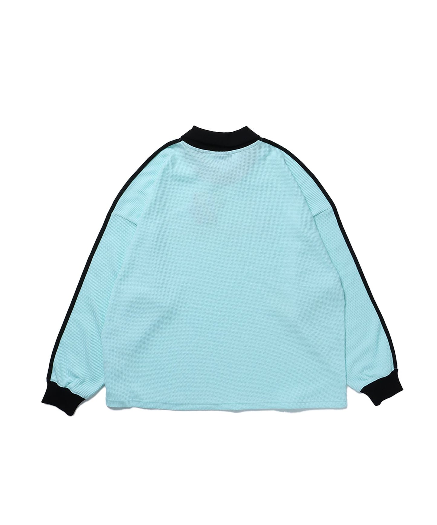 【SEQUENZ】 配色 オーバーサイズ ゲームシャツ サイドライン ターコイズブルー