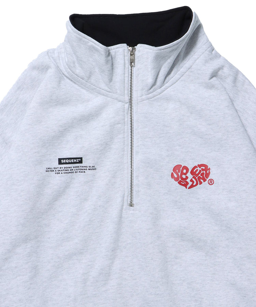 SEQUENZシークエンズ】BROKEN HEART LOGO HALF ZIP SWEAT / 裏起毛