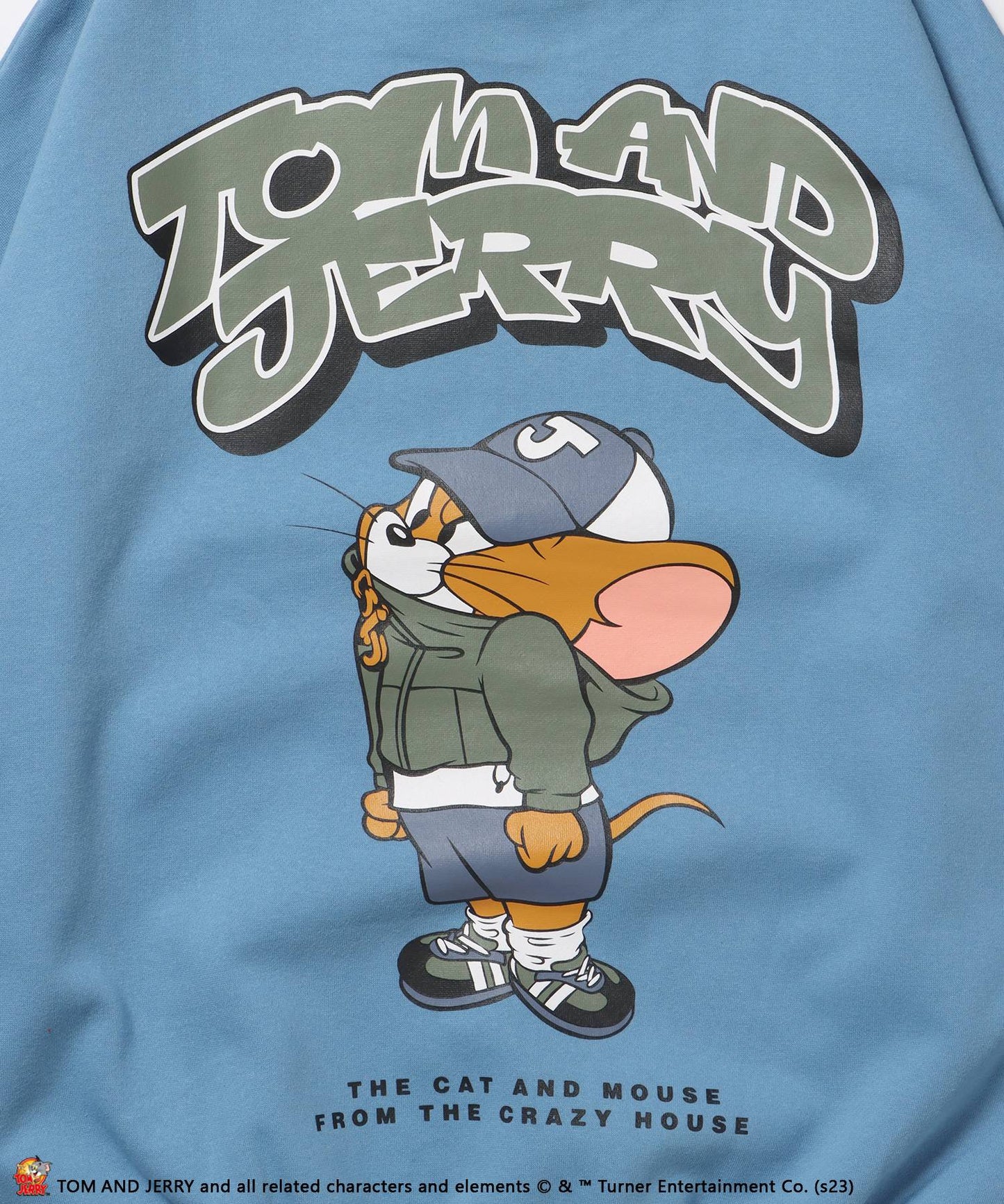 TOM and JERRY TEC STYLE C/N SWET / トムとジェリー ストリート 古着風 ロゴ ペアコーデ クルーネック スウェット ターコイズブルー