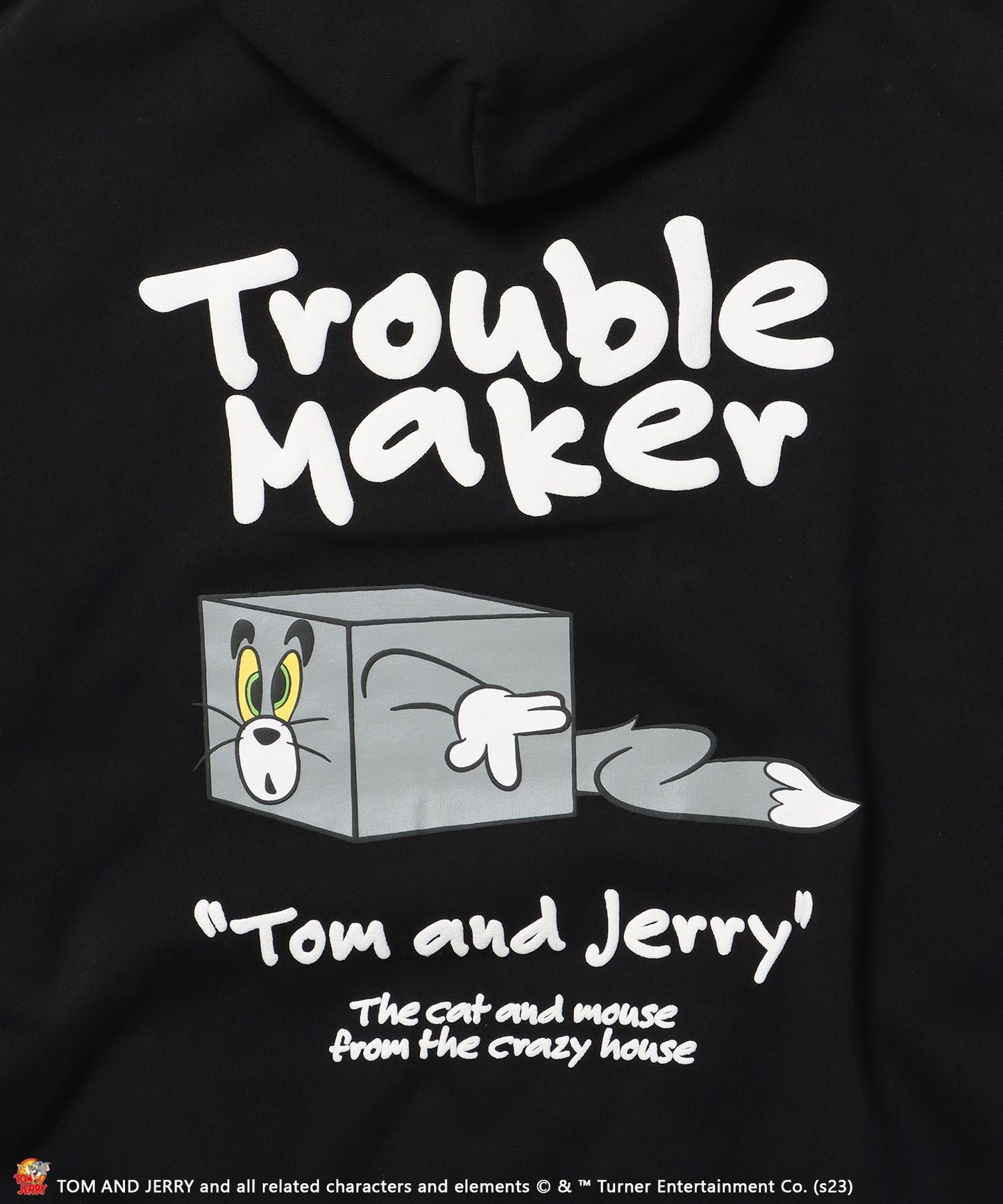 TOM and JERRY FUNNY PUFF PT P/K / トムとジェリー ストリート 古着風 ロゴ ペアコーデ プルパーカー ブラック