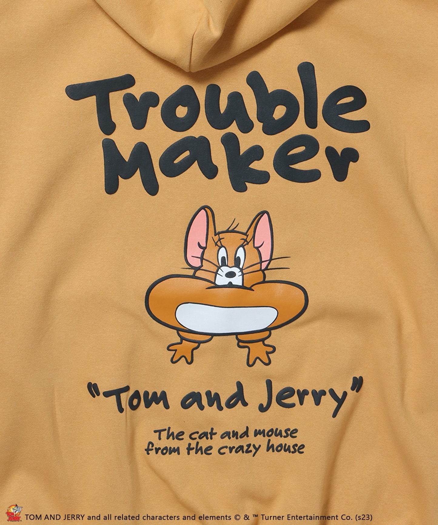 TOM and JERRY FUNNY PUFF PT P/K / トムとジェリー ストリート 古着風 ロゴ ペアコーデ プルパーカー キャメル