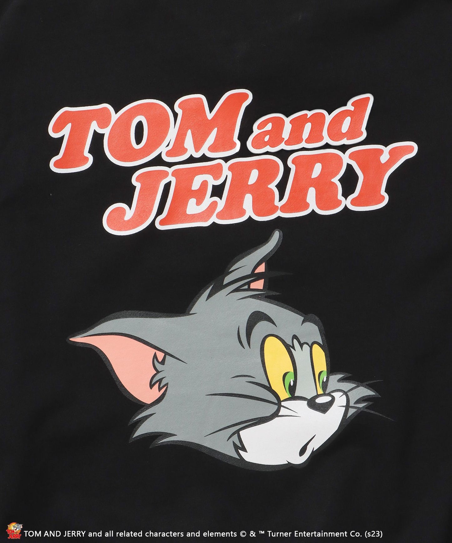 TOM and JERRY PEAR HALF ZIP POLO SWEAT / トムとジェリー ストリート 古着風 ロゴ ペアコーデ ハーフジップ プルオーバー ブラック