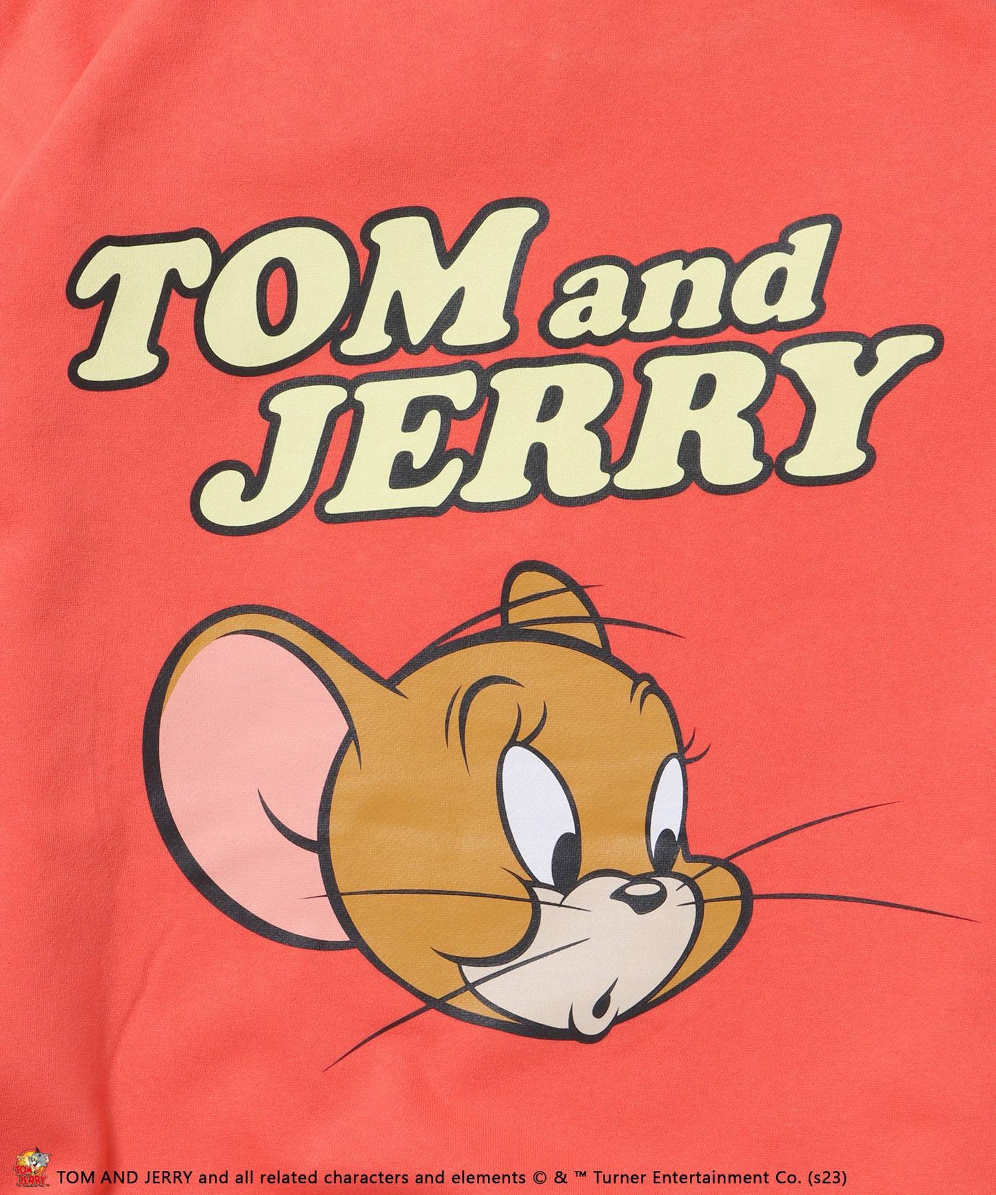TOM and JERRY PEAR HALF ZIP POLO SWEAT / トムとジェリー ストリート 古着風 ロゴ ペアコーデ ハーフジップ プルオーバー サーモンピンク