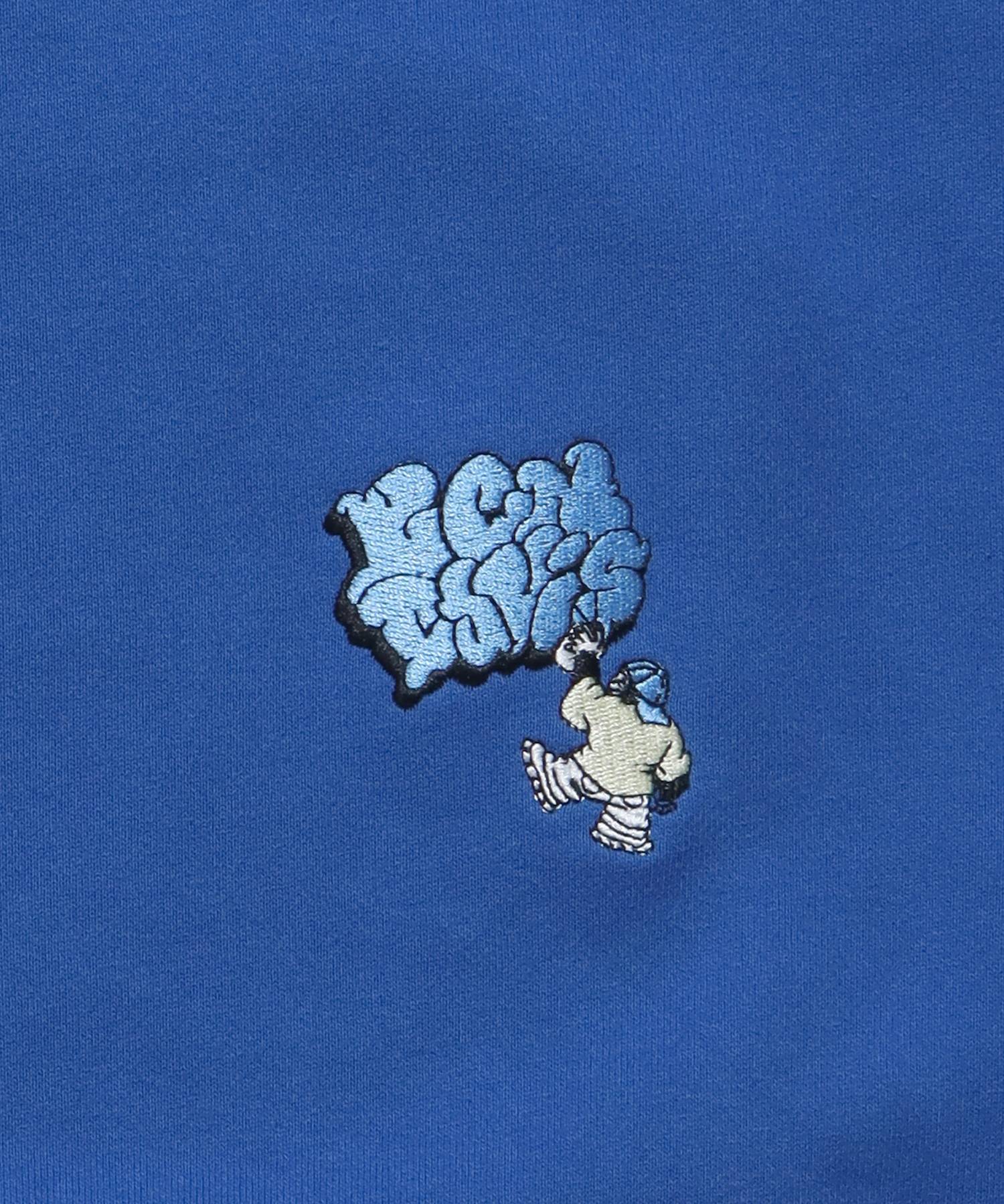 BUBBLE LOGO CREW / 刺繍 ロゴ ビッグ ビックシルエット スウェット クルーネック プルオーバー ブルー
