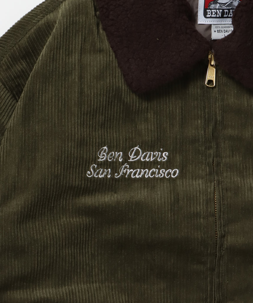 REMOVAL BOA COLLAR CORD JACKET /ジャケット ボア 刺繍 ワッペン スイングトップ カーキ
