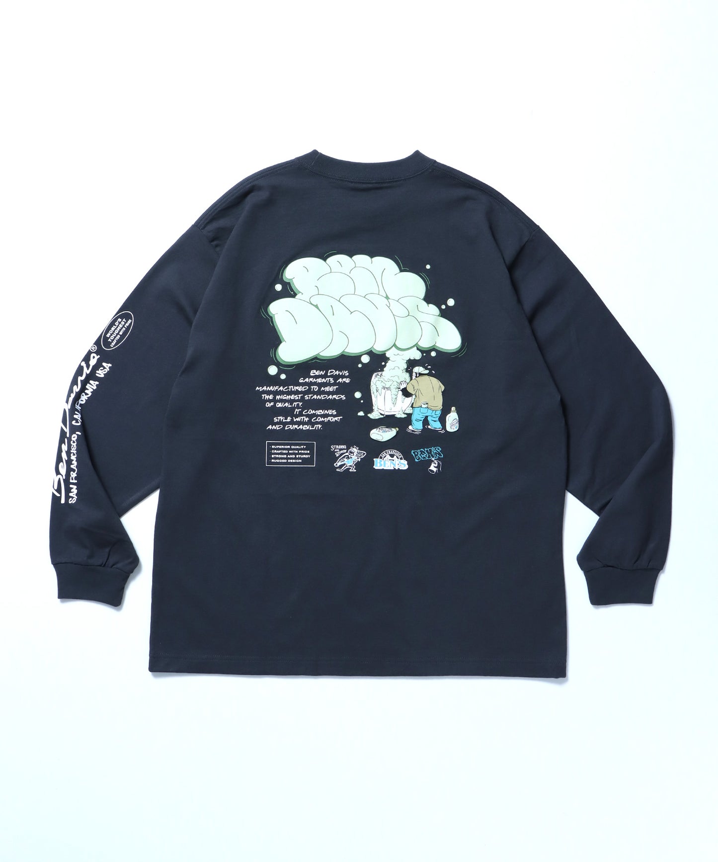 BUBBLE L/S TEE[WIDE] / ロンT 長袖 ワンポイント ワイドシルエット チャコール