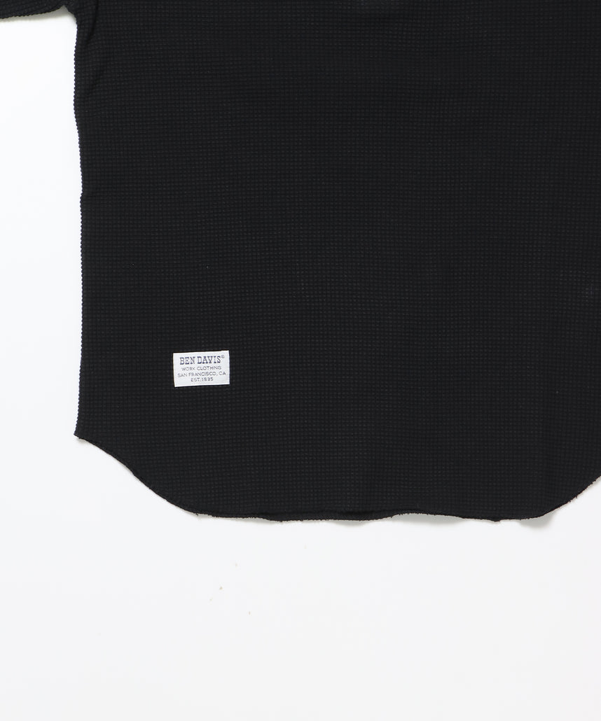 WAFFLE L/S HENLEY / ヘンリー ワッフル オーバーサイズ 長袖 レイヤード ブラック