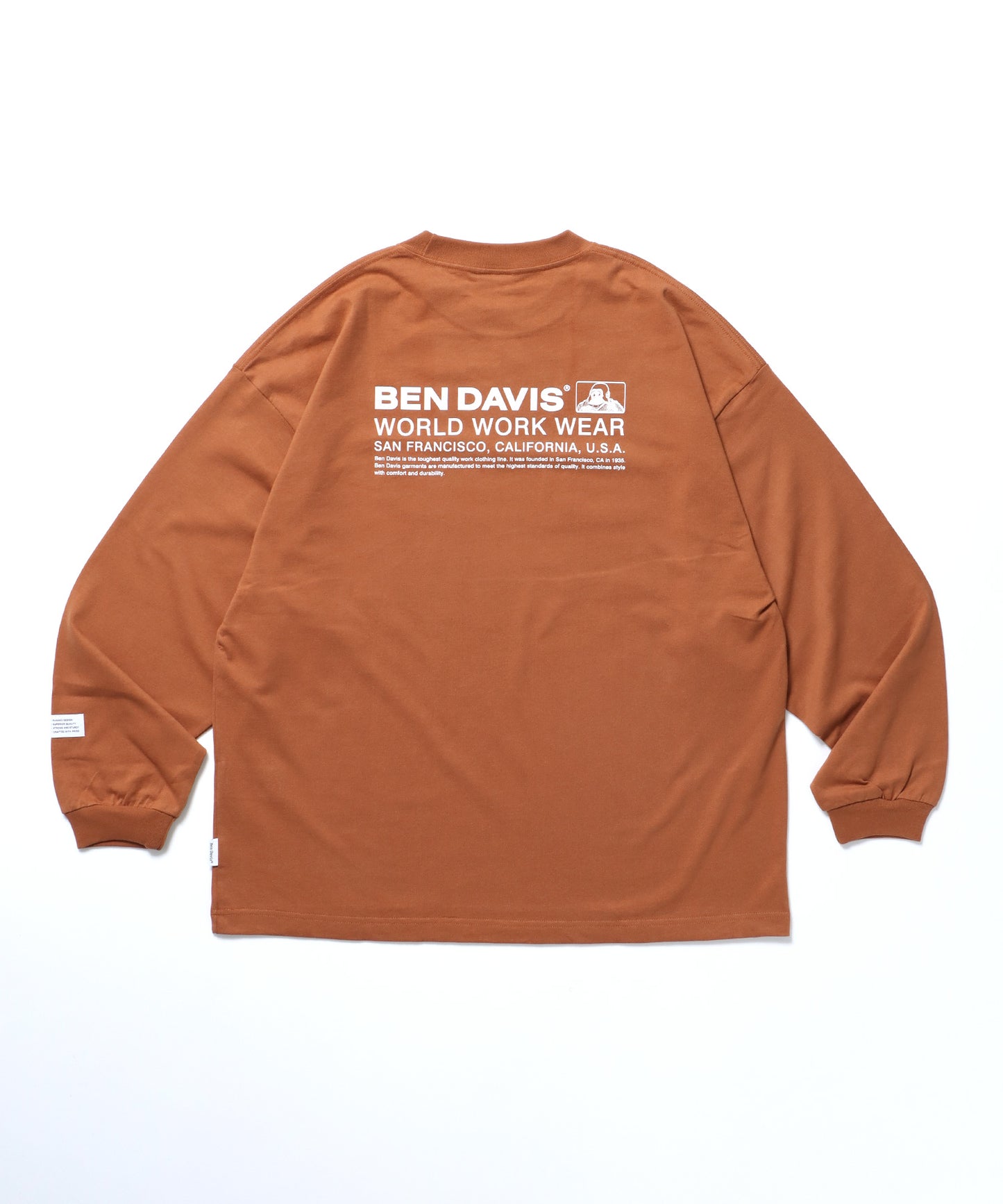 BD LOGO L/S TEE WIDE / 長袖 オーバーサイズ ワンポイント シンプル ネーム オレンジ