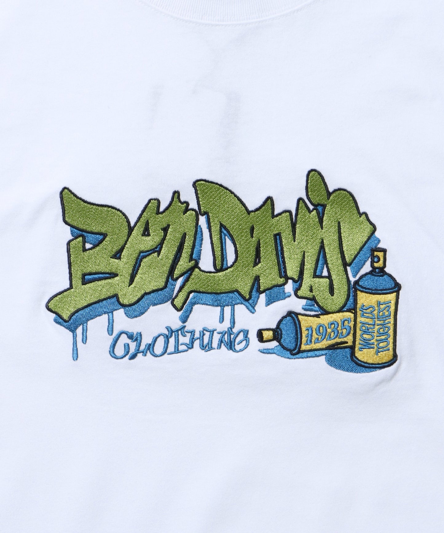 SPRAY ART EMB L/S TEE WIDE / ロンT 長袖 刺繍 ビックサイズ ホワイト