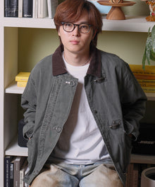 短丈ファイヤーマンジャケット / ジャケット キルト コーデュロイ 短丈 カジュアル 中綿 カーキ