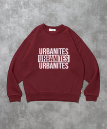 ヘビーウエイトセンターボカシロゴスウェット / 裏起毛 スウェット クルーネック ワンポイント プリント ワイン