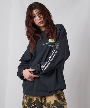 BUBBLE L/S TEE[WIDE] / ロンT 長袖 ワンポイント ワイドシルエット チャコール