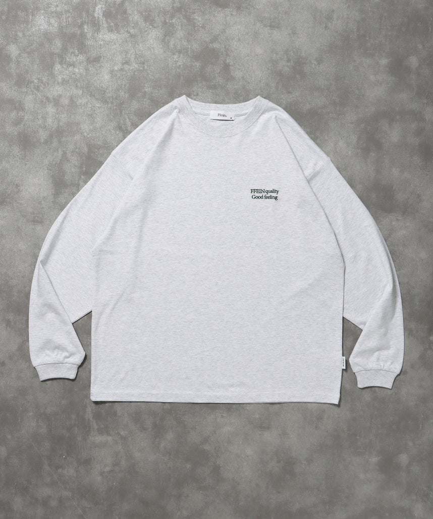 ワンポイントロゴ刺繍ロンT / ロンT 刺繍 ロゴ クルーネック ワンポイント 長袖 アッシュグレー