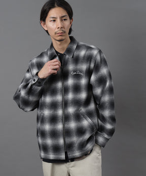 HEAVY PLAID ZIP JACKET / ジップジャケット チェック 起毛 ライトアウター ブラック