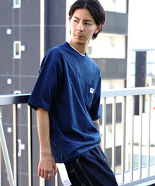 BIG POCKET TEE ZF / ポケット 半袖 ワンポイント ワイドシルエット ヘビーウエイト クルーネック ネイビー